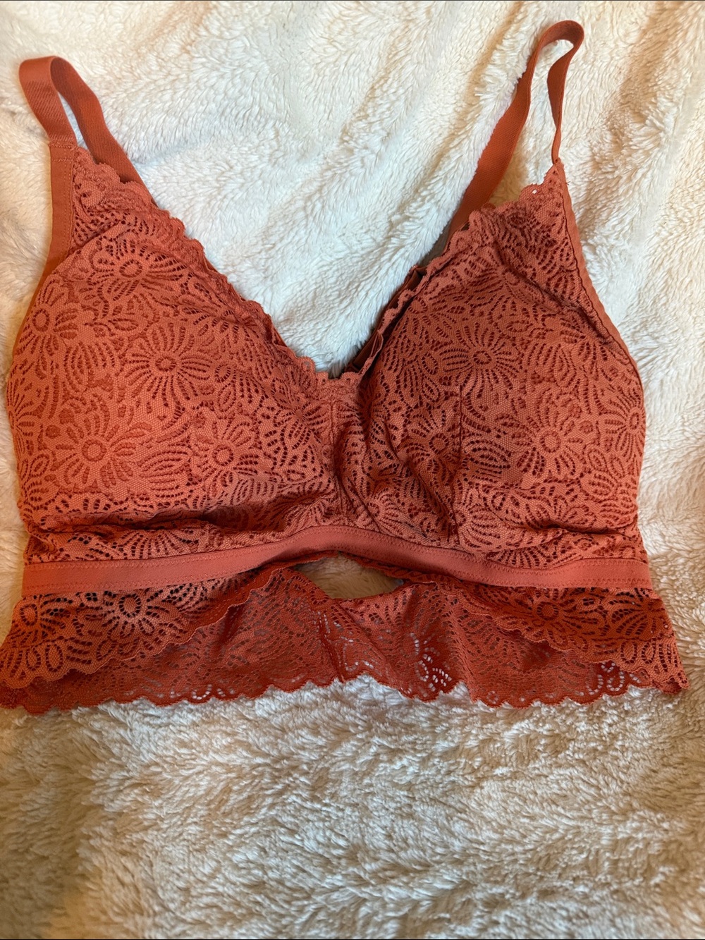 Auden Floral Lace Bralette in Rust Orange